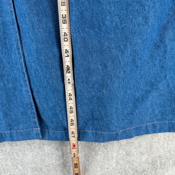 VTG Womens Studded Maxi Denim Dress Sz‎ LARGE Heart Buttons Long Sleeve V-Neck - Picture 8 of 11
